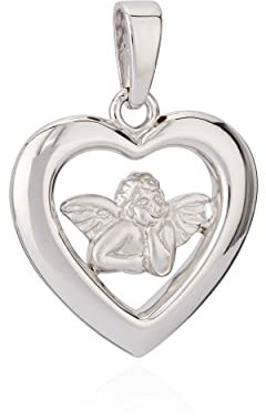 NKlaus Kettenanhänger Schutzengel im Herz 925 Silber glanz-matt 16x15mm Herzanhänger 9790