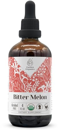 Garden Organics Bitter Melon USDA Organic | Alcohol-Free Extract, Organic Herbal Drops, Supplement | Tincture Made from 100% Certified Organic Bitter Melon (Momordica Charantia) Dried Fruit 4 oz