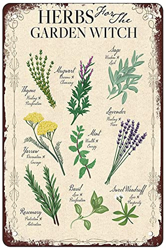 Metallschild Kräuter Für Die Gartenhexe Sprüche Schilder Personalisierte Blechschild Retro Bade Wand Dekoration Für Café Büro Geburtstag M