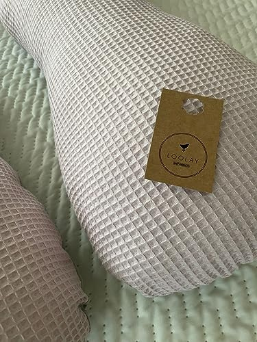 LOOLAY TYP A Relax Kingsize Waffelpique/Glatt Baumwolle XXXL 330 cm Schwangerschaftskissen Seitenschläferkissen Stillkissen Typ U Lagerungskissen (Waffelpique ROSA/Grau)