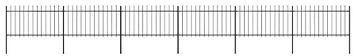 BaraSh Gartenzaun mit Speerspitzen Stahl 10,2 x 1 m Schwarz Dekorative ZäUne Gartenzaun Zaunelemente Metall Metallzaun Steckzaun