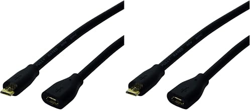 Logilink CU0125 USB 2.0 Micro-B Verlängerungskabel Schwarz, 5m (Packung mit 2)