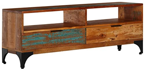 Wohnzimmer-Unterhaltungszentrum TV-Media-Konsole Medienmöbel-Konsole TV-Schrank 118x35x45 cm Altholz Massiv für Wohnzimmer, Schlafzimmer, etc