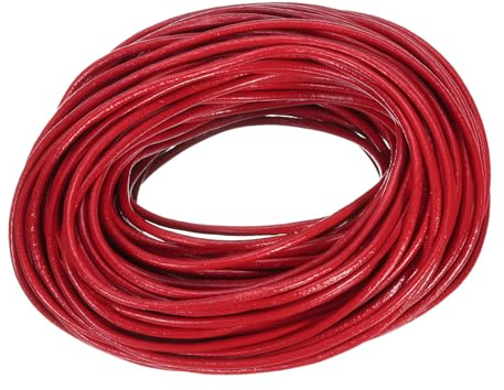 sourcing map Cordón de cuero redondo de 20 yardas de 2 mm para manualidades, color rojo oscuro
