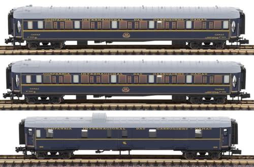 RENFE CIWL „Castellano Expreso“ Reisezugwagen, 3 Stück, 1 x Gepäckwagen, 2 x LX-Schlafwagen, Epoche IV