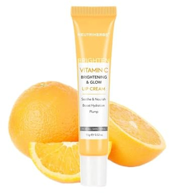 NEUTRIHERBS Lip Cream, Vitamin C Lip Balm to Nourish and Soothes Dry, Cracked Lips,Repair Chapped Lips with Squalane, Portable Lip Treatment - 0.52oz