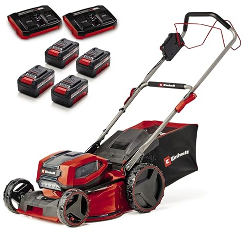 Einhell Professional Tondeuse à Gazon sans Fil GP-CM 36/47S Li BL (4x4,0Ah) Power X-Change (36V, Moteur Brushless, Coupe à 47cm, Bac de 65L) Livré avec 4 Batteries 4,0Ah et 2 Chargeurs Doubles