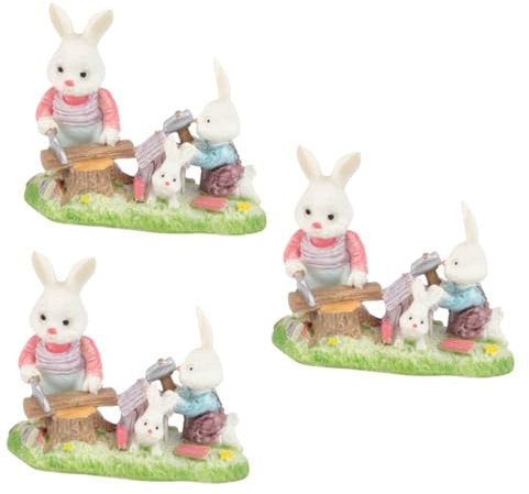 Kisangel Cupcake-Topper 3 STK Osterdekorationen Kaninchenstatuenmodell Osterhasenstatue Spielzeug Ornament Miniaturstatue Miniatur-Hasenfiguren saftig schmücken Sukkulenten Marionette