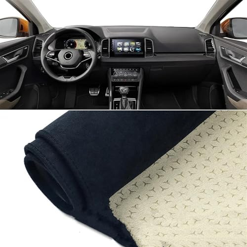 Car Interior Accessories Für Skoda Für Karoq 2017 2018 2019 2020 2021 2022 2023 Auto Dashboard Abdeckung Sonnenschutz Vermeiden Licht Matte Nicht-Slip Centre Console Dashboard Cover (Color : B LHD Bl