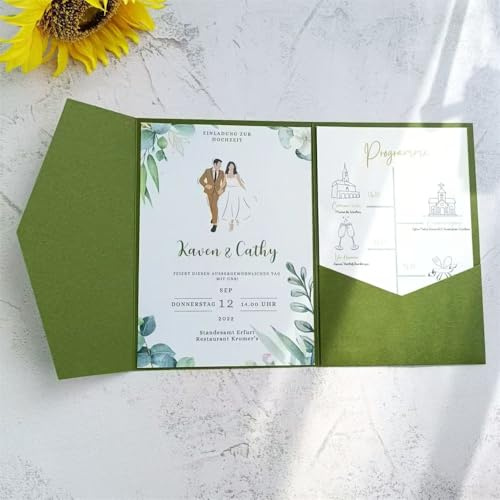 Busta per partecipazioni di matrimonio, inviti per feste di laurea, 16° compleanno, biglietti regalo, 25 pz (verde abete)