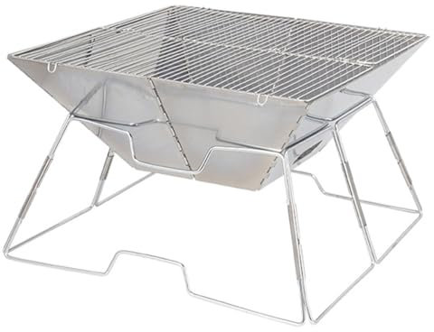 JUCHRZEY Edelstahl-Campinggrill, tragbarer Lagerfeuergrill, zusammenklappbarer Holzofen mit Tragetasche for Garten, Outdoor, Kochen, Grillen, Camping, Picknick