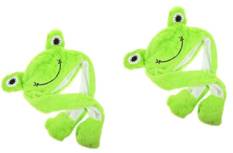 TOYANDONA 2stücke Kreativer Frosch-hut Mit Beweglichen Ohren Für Cosplay Und Partys Lustige Tiermütze Aus Plüsch Für Erwachsene Und Accessoire Für Karneval Halloween Und