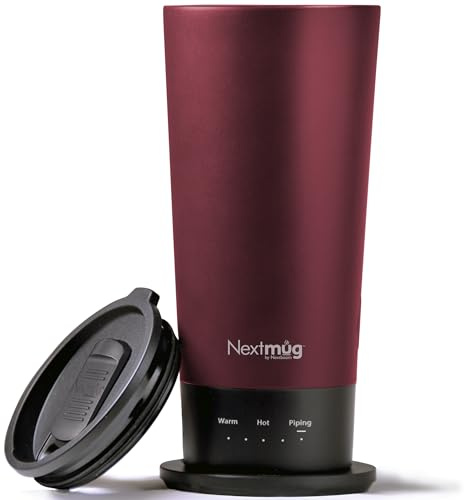 Nextmug Go - Temperature-Controlled, Self-Heating Travel Mug (Burgundy - 16 oz.)