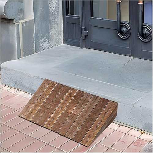 Schwellenrampe, bewegliche Schwellenrampe für Haustür/Gartentreppe/Terrasse, rutschfeste Bordsteinrampe aus Holz, 1,9 cm, 1,9 cm, 1,8 cm, 15,2 cm, 7,8 cm hoch, für Haustiere, Kinder, ältere Menschen,