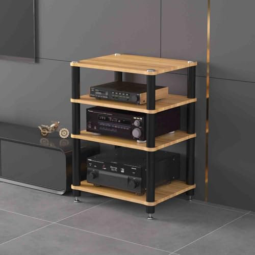 Estanteria CD, Tocadiscos de Vinilo Stand, Soporte para Tocadiscos, Mueble para Discos, mesa para reproductor de grabación, mesa de tocadiscos para sala de estar, oficina, dormitorio(Brown,49x48x81cm)