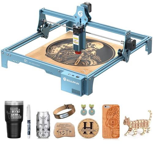 SCULPFUN S1 Macchina per incisione laser, taglio laser con effetto 90 W, macchina per incisione laser, protezione degli occhi, montaggio rapido, per legno, acrilico, area di incisione 410 x 420mm