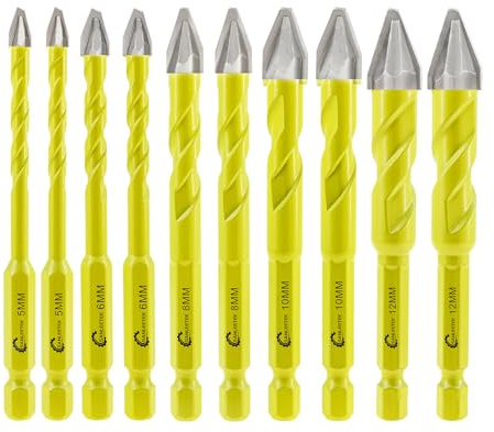 Foret Excentrique à Tête Crochue - SANLEETEK Set de Foret Carrelage pour Bois Plastique Maçonnerie Carreaux céramique Béton Marbre 10 pièces 5mm*2+6mm*2+8mm*2+10mm*2+12mm*2, Queue à Changement Rapide