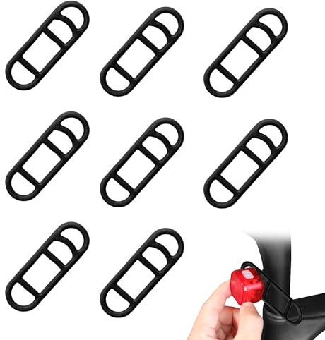 MEKEET 8PCS Bike Light Mount Strap Elastic Bike Silicone Mount Band Resistant Cycling Light Silicone Band Mount Holder for Flashlights Cell Phones Speaker Lights Holder Bicycle Handlebar (Black)