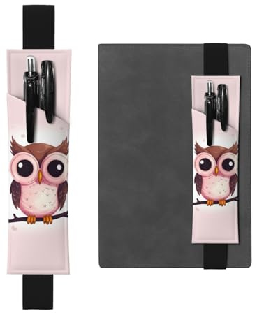 GDSHJKLW Stifthalter mit niedlichem Eulen-Gummiband, abnehmbares PU-Leder, Stifteetui, Tagebuch, Federmäppchen, Bürobedarf, Geschenk für Hardcover-Tagebücher, Notizbücher, Planer