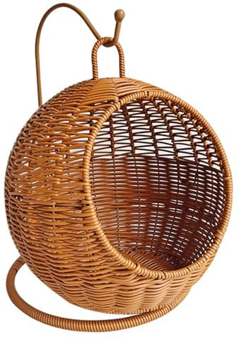 CVZJ Imitation Rattan Cats Basket Hanging Hammock Bed for Small Space Comfortable Small Cats Nest for Indoor and Outdoor