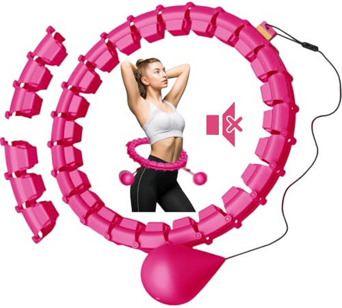 Smart Hoop Reifen Erwachsene Mit Gewicht Kugel,Ultra Leiser Hoola Hoop zum abnehmen Mit 32 Abnehmbaren Segmenten,Hullahub Reifen Zum Abnehmen Max Taillenumfang 165cm(Rot)