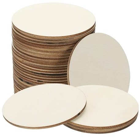 PATIKIL Rondelles Bois Pour Bricolage, 3 Pouces Rondelles Bois revêches Non Finies Disques Ornementaux Fournitures Artistiques DIY Pour Peinture Mariage Fêtes Petite, 30 Pièces