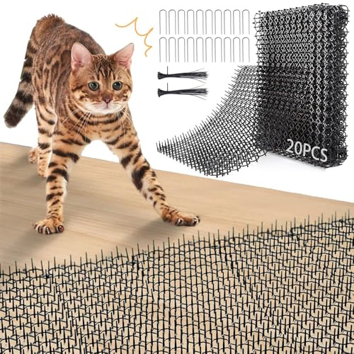 Pinchos Anti Gatos,20 Piezas Anti Gatos Exterior,20 * 40CM Ahuyentador Gatos,Barrera para Animales con Púas, Antigatos,Jardín, Rejilla para Espinas,Barrera para Animales,Rejilla Antiespinas