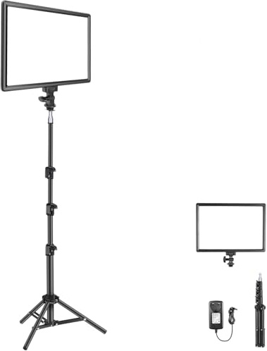 NEEWER 13 LED Video Light Panel, Studio Lighting Kit with Tripod Stand, Dimmable Bi Color Photo Key Light for Streaming Photography Podcast Recording, 3200-5600K CRI97+ 2400Lux/0.5m 8000mAh, NL-192AI