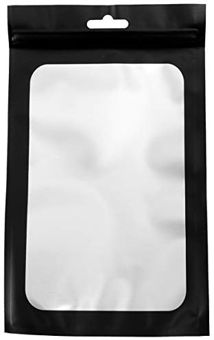 DEARMAMY Aluminiumfolie Selbst Verschließbare Beutel Schwarz Flachbeutel Mit Sichtfenster Für Lebensmittel Snack Aufbewahrung Und Lagerung Leicht Vielseitig Mit Aufhängeloch
