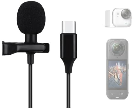 ZLiT Lavalier Mikrofon für Insta360 X5/GO Ultra Action Kamera USB-C Omnidirektionales Ansteckmikrofon für Aufnahme Podcasting Gaming Interview (Schwarz)
