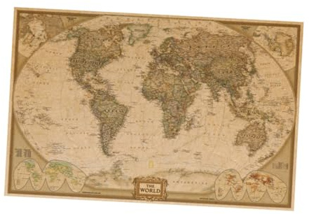 Baluue 1pezzi Mappa del Mondo in Stile Vintage Dipinto da Appendere alla Parete Ornamento da Parete per Camera da Letto Soggiorno Camera dei Ragazzo Ragazza Ragazza Decorazione Interiore
