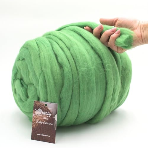 Hobby YARN – Softy charm – 100 % ny ull, 1 kg per garn, XXL merinoull, extra tjock filtull, torr och våt tovning, handstickning, filtar, babyfiltar, husdjurssäng (47502 – vår Meadow)