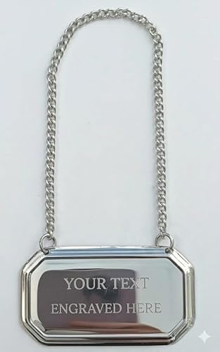 County Engraving Personalised Silver Plated Decanter Label Tag Chain - Engraved Gin Whisky Brandy (Personalised)