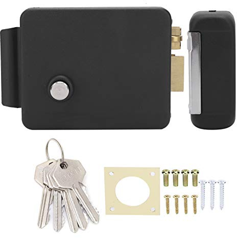 Semme Serrure de Porte électrique DC12V, Système de Contrôle D'accès à Ouverture Droite avec Bouton et clé de Déverrouillage pour Bâtiment D'hôtel Résidentiel