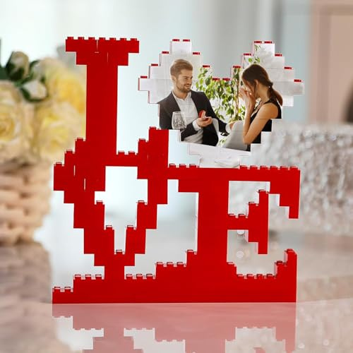 Personalisierte Bausteine mit Foto Puzzle Ich Liebe Dich Bausteine Herz Geformt mit Eigemen Bild Personalisierte Valentinstag Jahrestag Geschenk für Sie, Ihn, Männer, Frauen
