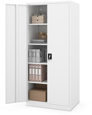 Jan Nowak Aktenschrank Büroschrank Metallschrank abschließbar 195x60x90 cm | Dokumentenschrank, Ordnerschrank mit 4 verstellbaren Regalböden, robuster Stahlkorpus für Akten, Ordner, Büro und Archiv