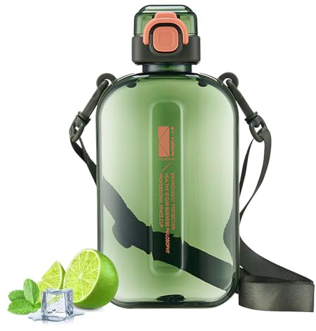 Fancysky Flat Water Bottle, Borraccia 750 ml Plastica Sportiva,Borraccia Nero, Bottiglia Acqua Rettangolare, Bottiglia d Acqua Piatta per Attività all'aperto, Borraccia Senza Bpa (Verde)