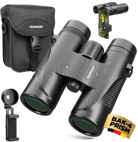 Fernglas 10x42 für Erwachsene – HD BAK4 Prisma, FMC Mehrschichtvergütung, Wasserdicht IPX7 & Beschlagfrei, Weitwinkel Fernglas für Vogelbeobachtung, Wandern, Reisen, Safari & Outdoor