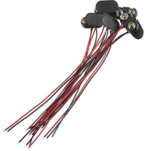 BBTO 9v Battery Connector 9v Battery Connector Clip Long Cable Connection Hard Plastic Shell for Student Experiments, DIY Projects, and Electronic Equipment(T Type,10 Pack)