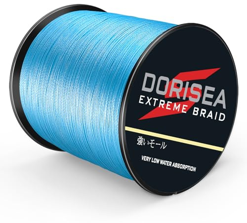 Dorisea Extreme Braid 100% Pe 1000m/1093Yards Braided Fishing Line 6-500Lb Test Fishing Wire Fishing String-Abrasion Resistant Incredible Superline Zero Stretch Small Diameter (Blue, 60lb/0.40mm)