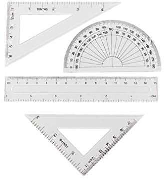XCSSKG Lineal 15,2 cm, 180 Grad-Winkelmesser, Dreieck, 4-in-1-Pack, bruchsicheres Lineal, weicher, transparenter Kunststoff, Zoll- und Metrisch, für Büro oder Schule