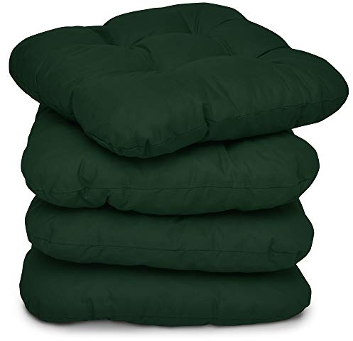 Beautissu 4er Set Sitzkissen 40x40 cm Lisa Dunkelgrün - weiche Indoor & Outdoor Kissen mit 8cm Schaumstoff Füllung, widerstandsfähige & robuste Sitzpolster für Außenbereich Made in EU
