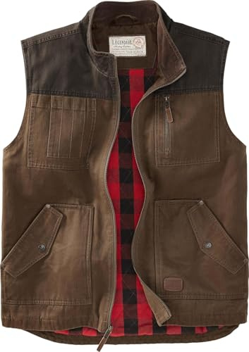 Legendary Whitetails Men's Tough as Buck Vest for Men, Work Flannel Lined Hunting Outerwear, Casual Western Insulated Zip Up, Rawhide, XX-Large