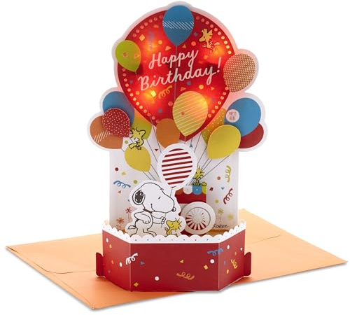 Hallmark Paper Wonder Peanuts Pop Up Birthday Card with Music (Snoopy, Birthday Balloons)
