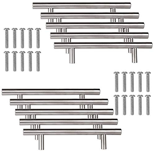 Vegena 10 stycken möbelhandtag, rostfritt stål, handtag, kökshandtag, skåphandtag, lådhandtag, relinghandtag, borrhålsavstånd 96 mm, relinghandtag för skåp, förvaringslåda, garderob, skåpdörr