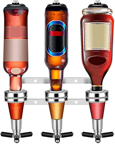 Trintion 3 Bottle Optics for Home Bar 6 x 30ml Wall Mounted Bar Butler Drinks Stand for Spirits Aluminum Alloy Optic Spirit Barware Set for Pub Kitchen Bar Home