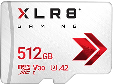 PNY 512GB XLR8 Gaming microSDXC Memory Card - 100MB/s, UHS-I, 4K UHD, Full HD, U3, V30, A2 - Micro SD for Portable Console Gaming on Nintendo-Switch, Steam Deck, Smartphones and Tablets