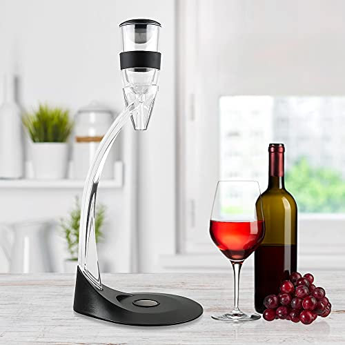 Weinbelüfter Weindekanter Standfuß Wein-Dekantierer Wein Dekanter Dekantierer Rotwein Aerator Set Schnellest Ernüchternd Wein Belüfter- mit Reisetasche