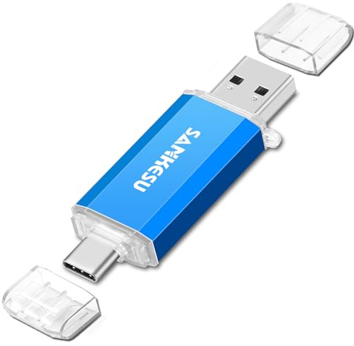 SANKESU 256GB USB Stick 3.0 USB C Flash-Laufwerke USB-A & Typ-C OTG Speicherstick, Dual Memory Sticks für PC/Tablet/Laptop/Typ C Handy(Blau)