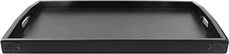 Plateau de Service Plateau de Service à thé Bois Noir Grand Bois Service thé Eau Boissons Plateau en Bois Petit Déjeuner thé Plateau de Service avec Poignée #3 (50 * 30 * 4.5cm)
